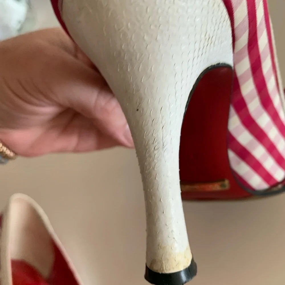DOLCE & GABBANA Shoes Red Checkered with Bow size 37 - Picture 13 of 14